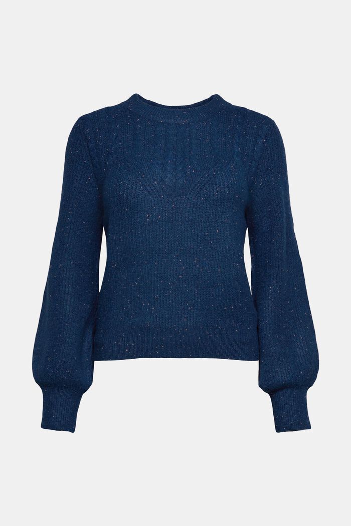 Jersey de punto trenzado, mezcla de lana, PETROL BLUE, detail image number 2