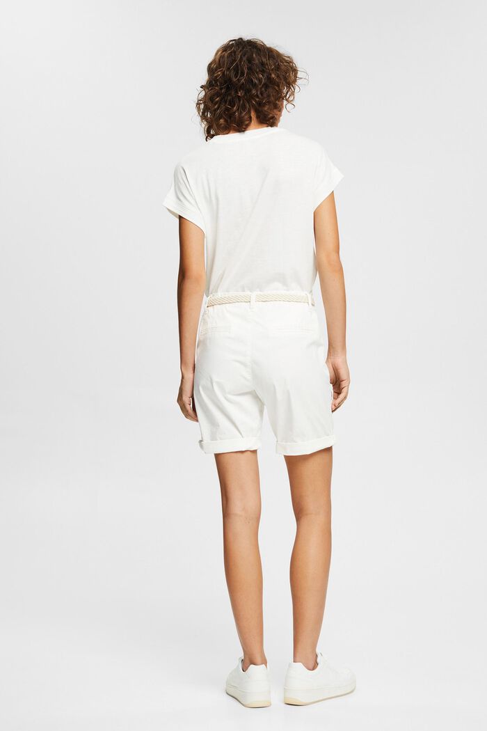 Pantalones cortos con cinturón tejido, WHITE, detail image number 3