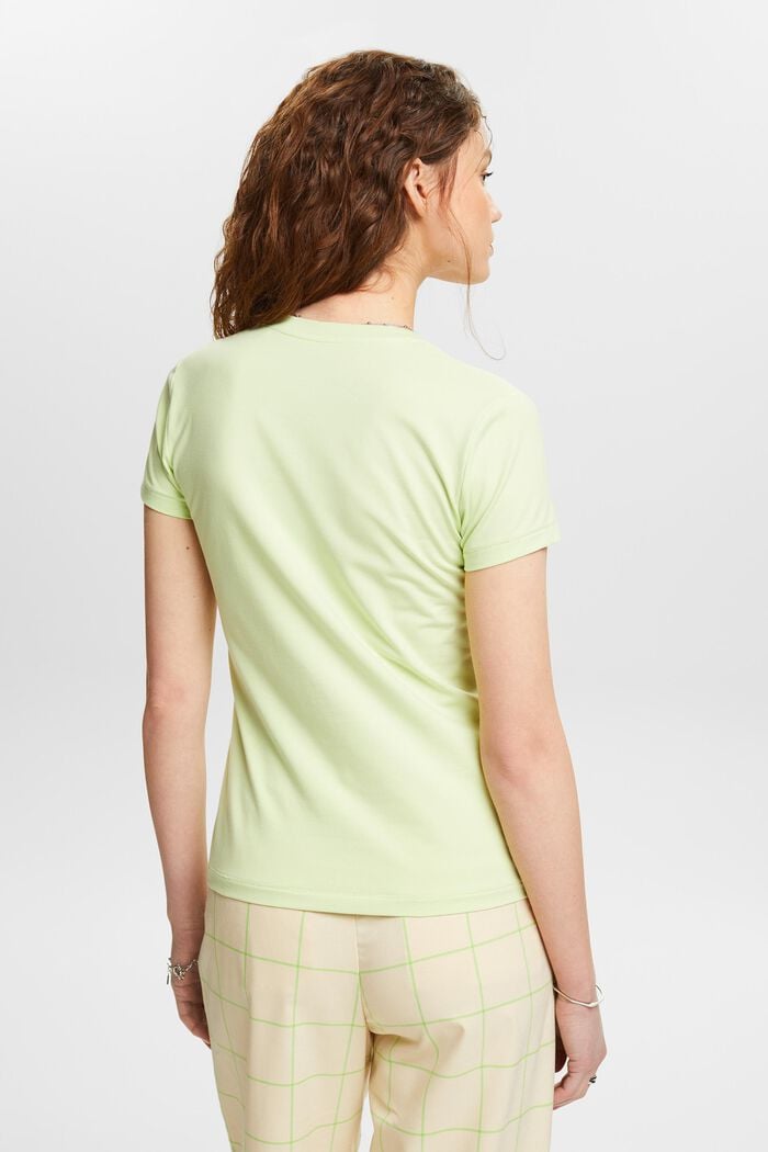 Camiseta de tejido jersey con cuello en pico, PASTEL GREEN, detail image number 2