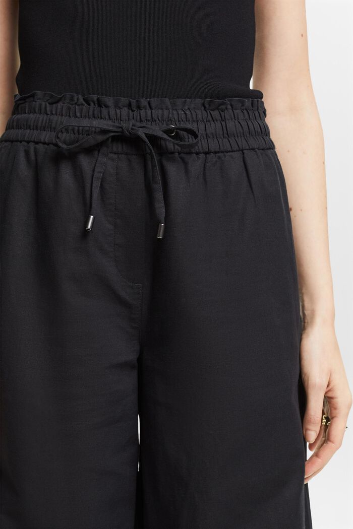 Pantalones de algodón y lino, BLACK, detail image number 4