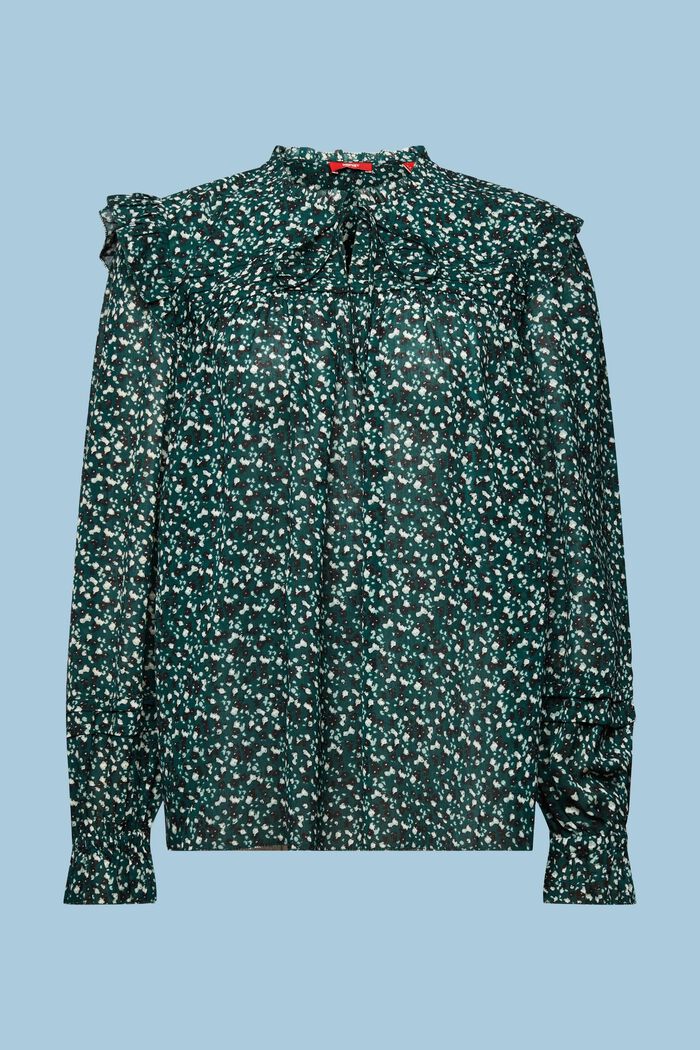 Blusa de gasa con estampado, BOTTLE GREEN, detail image number 6