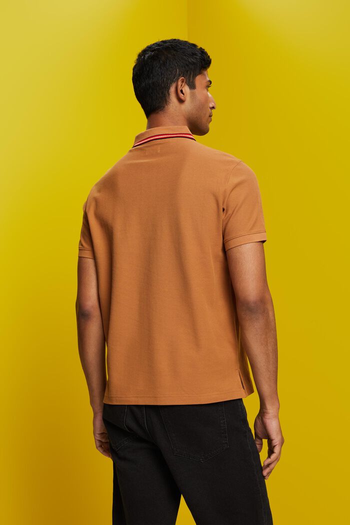 Camisa tipo polo de piqué con efecto brillante, 100% algodón, CAMEL, detail image number 3