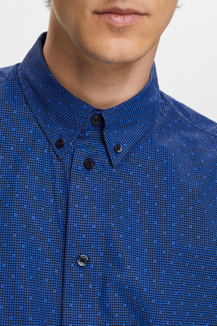 Camisa de cuello abotonado con estampado, 100% algodón, BRIGHT BLUE, detail image number 2