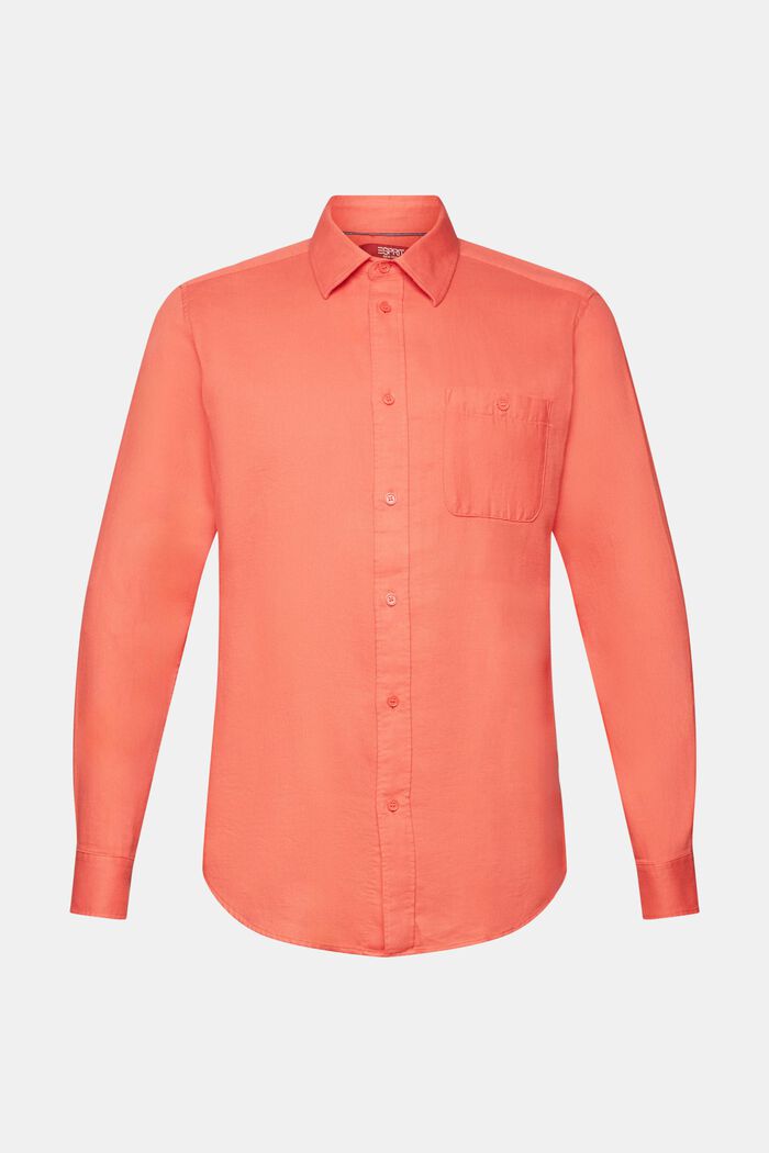 Camisa de corte ceñido con textura, 100% algodón, CORAL RED, detail image number 6