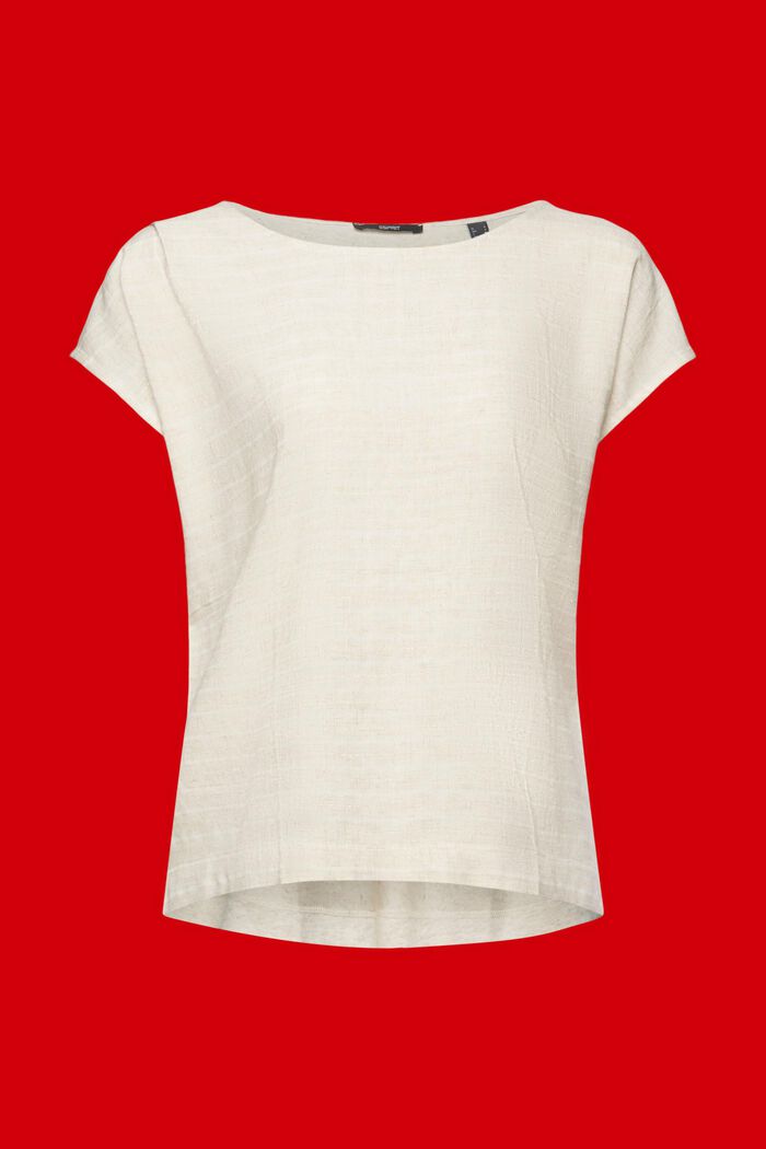 Camiseta en diferentes tejidos, mezcla de lino, SAND, detail image number 6