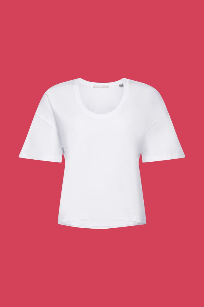 Camiseta cropped oversize, 100 % algodón, WHITE, detail image number 5