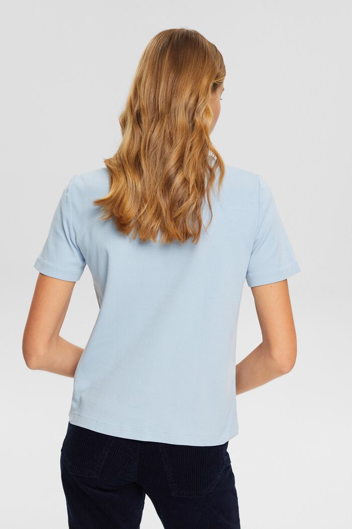 Camiseta de algodón ecológico con logotipo bordado, PASTEL BLUE, detail image number 3