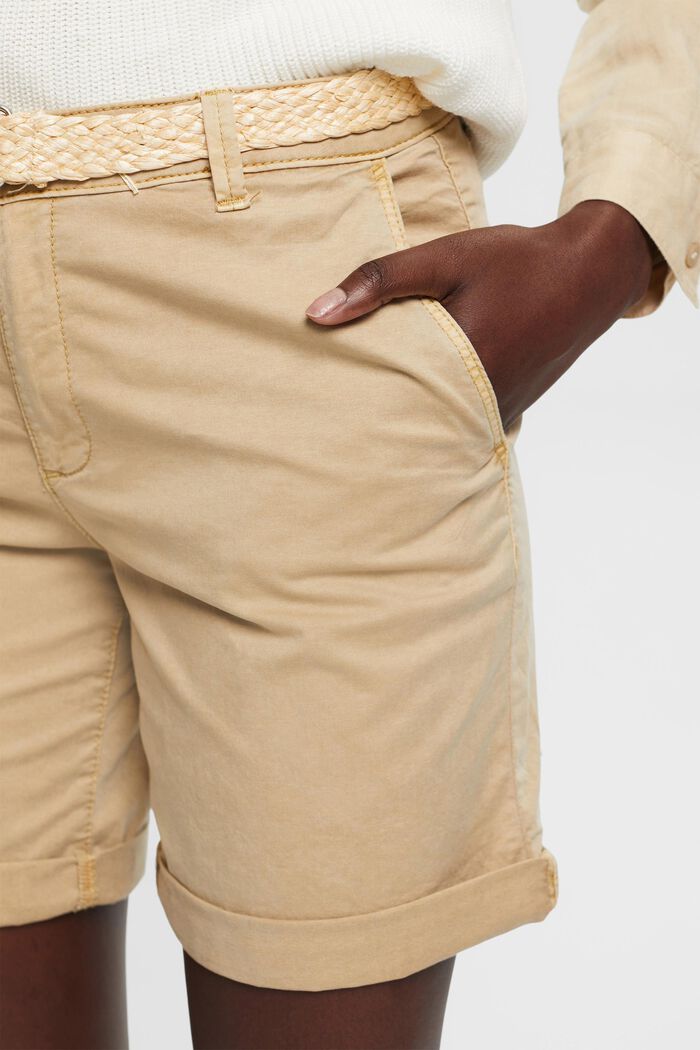 Pantalones cortos con cinturón trenzado de rafia extraíble, SAND, detail image number 2