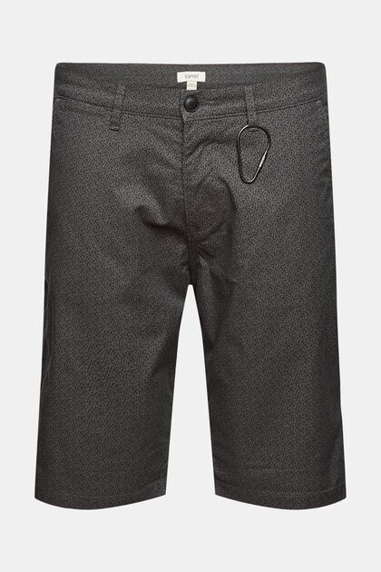 Pantalones cortos de algodón ecológico con estampado y llavero, DARK GREY, overview