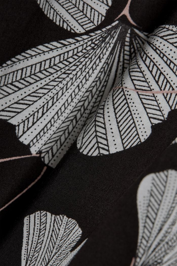 Pijama con estampado de hojas de ginkgo, LENZING™ ECOVERO™, BLACK, detail image number 4