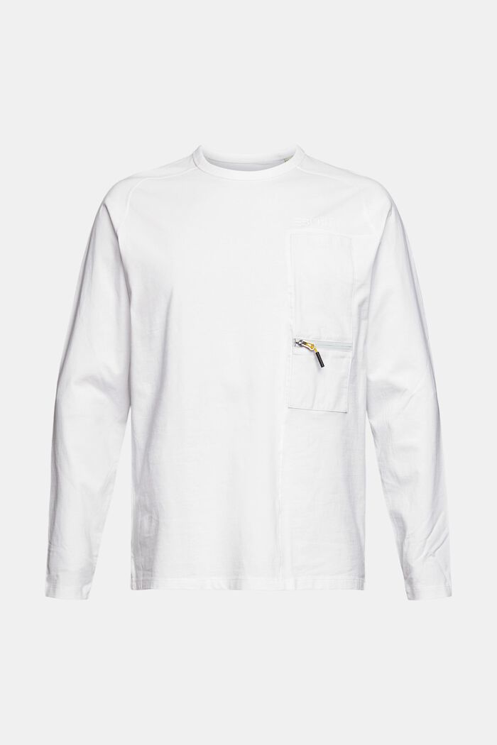 Camisa de manga larga con tejido jersey y detalle de cremallera, WHITE, detail image number 8