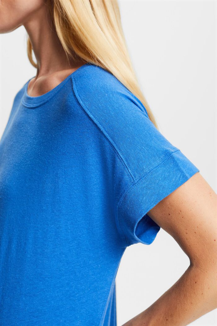Camisa en mezcla de algodón y lino, BRIGHT BLUE, detail image number 2