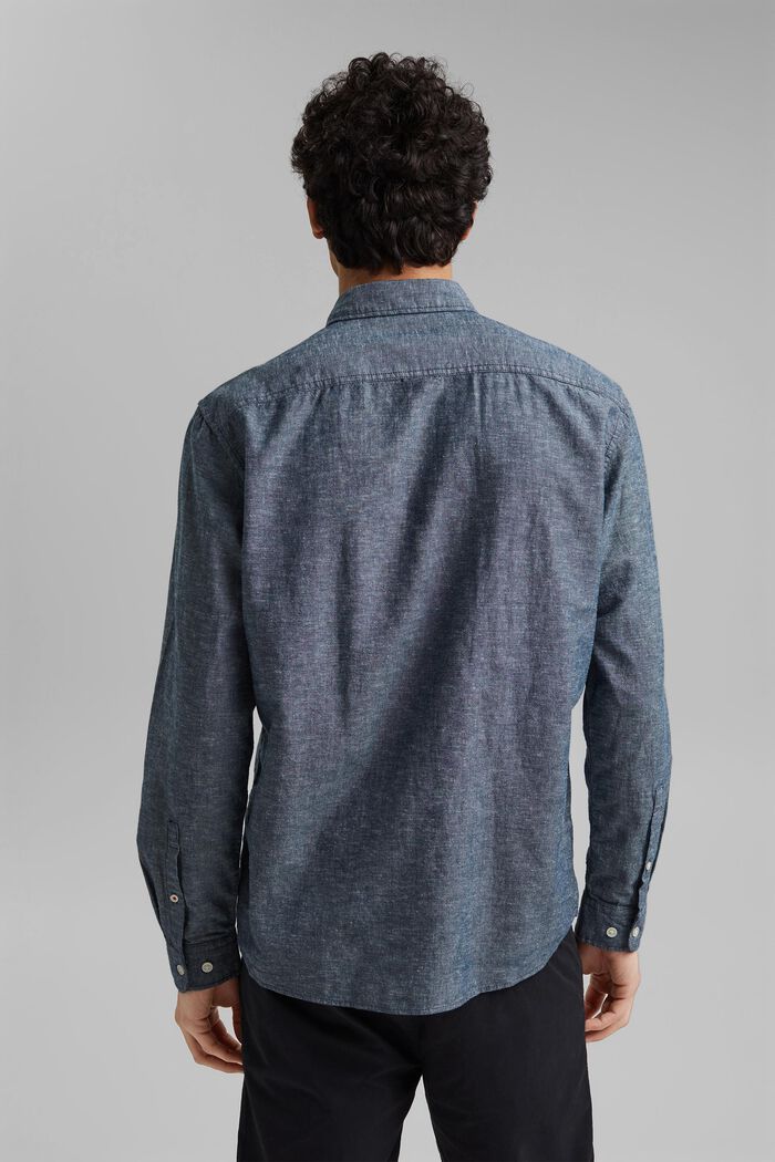 Lino/algodón ecológico: camisa con cuello abotonado, NAVY, detail image number 3