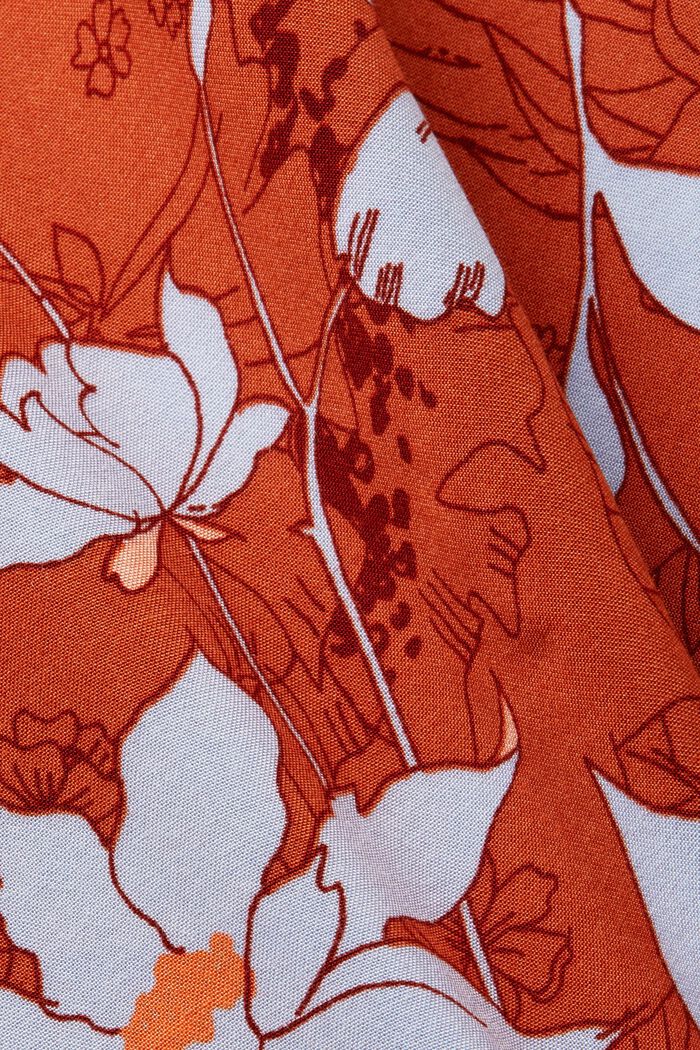 Blusa floral con abertura en el cuello, CORAL ORANGE, detail image number 5