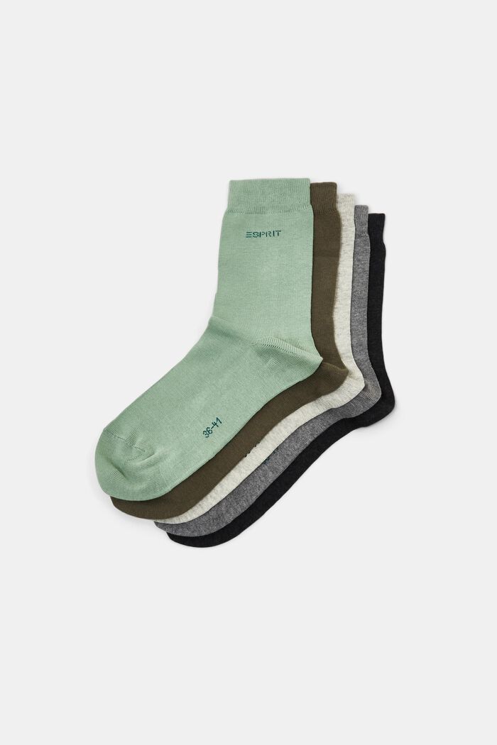 Pack de 5 pares de calcetines, algodón ecológico, GREEN COLORWAY, detail image number 1