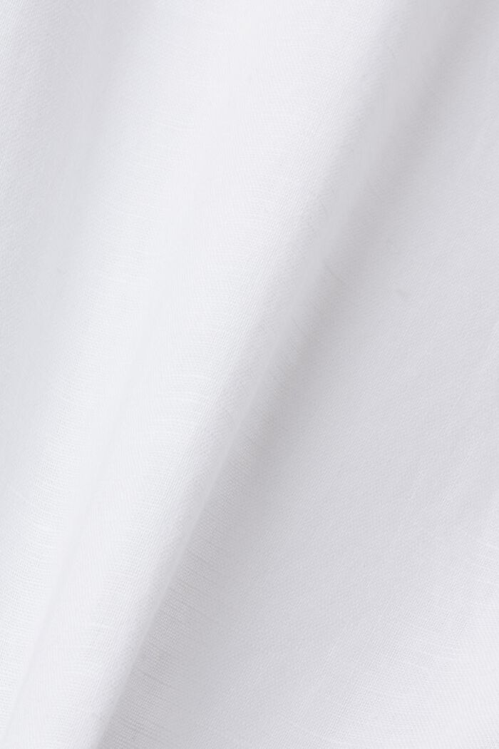 Camisa abotonada en mezcla de algodón y lino, WHITE, detail image number 6
