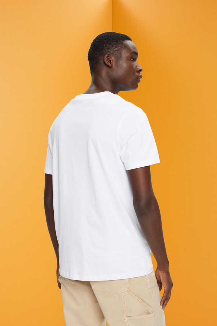 Camiseta de corte holgado en algodón con estampado frontal, WHITE, detail image number 3