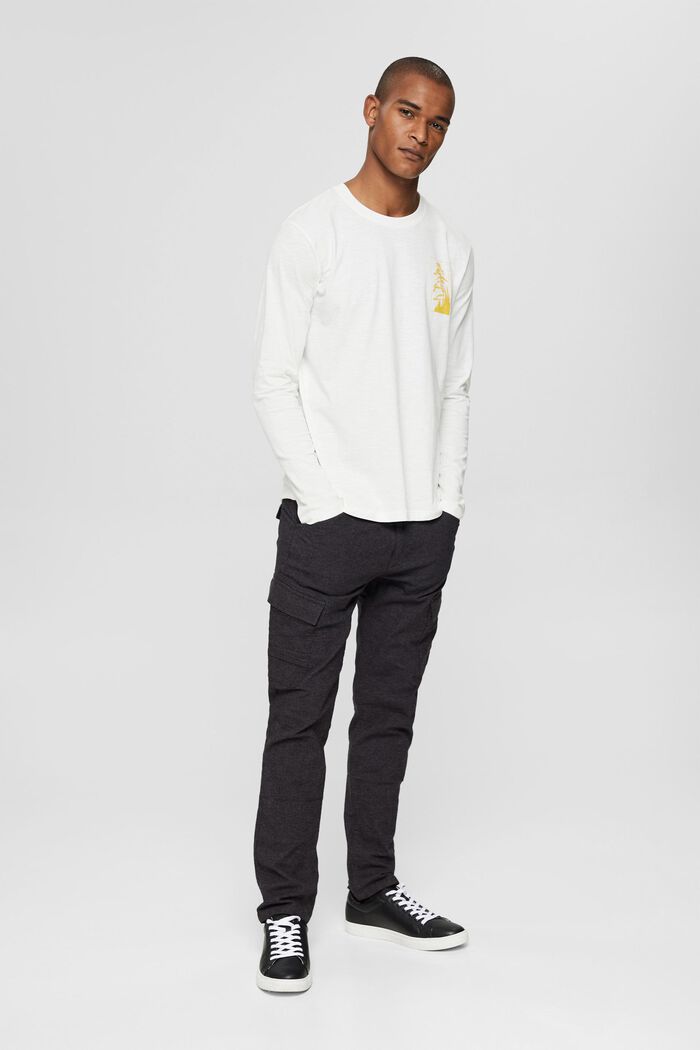 Camiseta de manga larga de punto con estampado, algodón ecológico, OFF WHITE, detail image number 5
