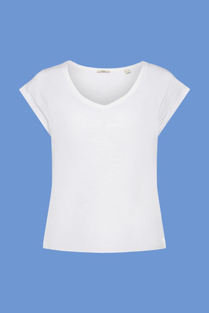 Camiseta con cuello en pico, 100% algodón, WHITE, detail image number 6