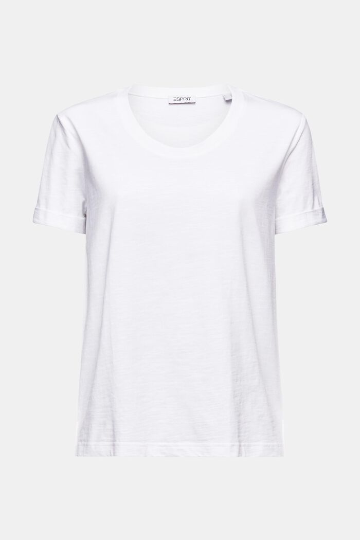 Camiseta flameada con cuello redondo, WHITE, detail image number 5