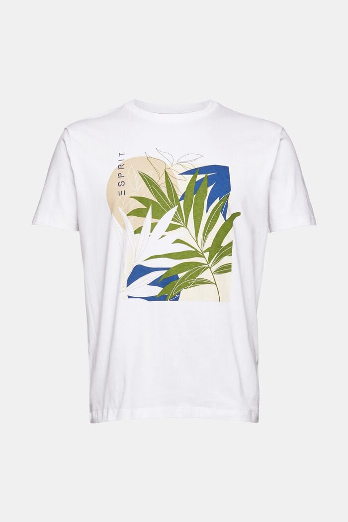 Camiseta de jersey con estampado de plantas, WHITE, detail image number 7