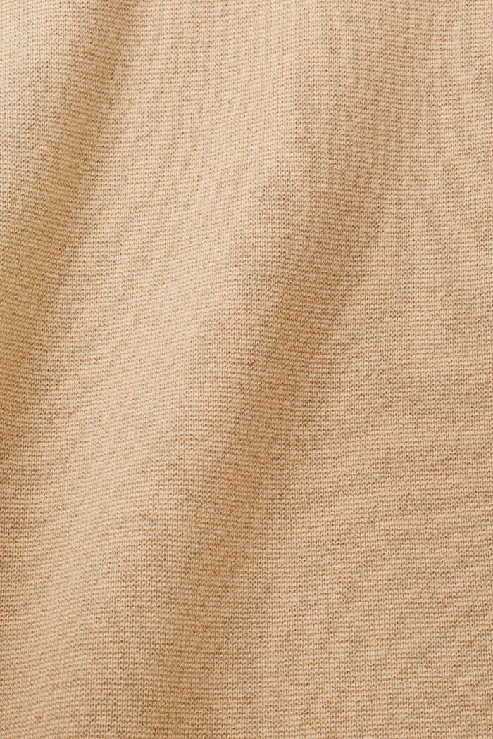 Jersey básico de cuello pico, mezcla de lana, SAND, detail image number 4