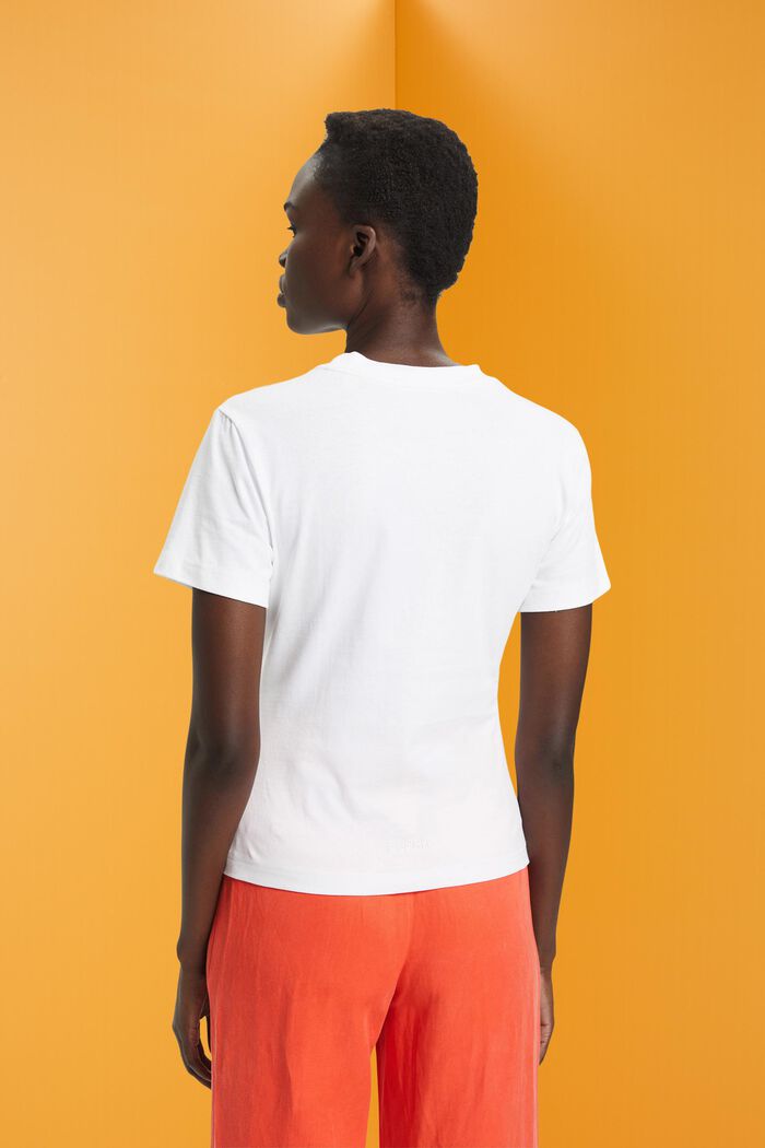 Camiseta de algodón con motivo de corazón bordado, WHITE, detail image number 3