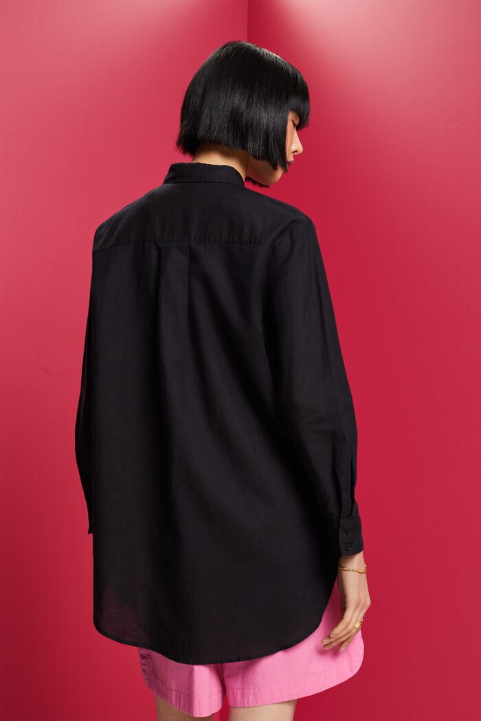 Camisa de lino y algodón, BLACK, detail image number 3