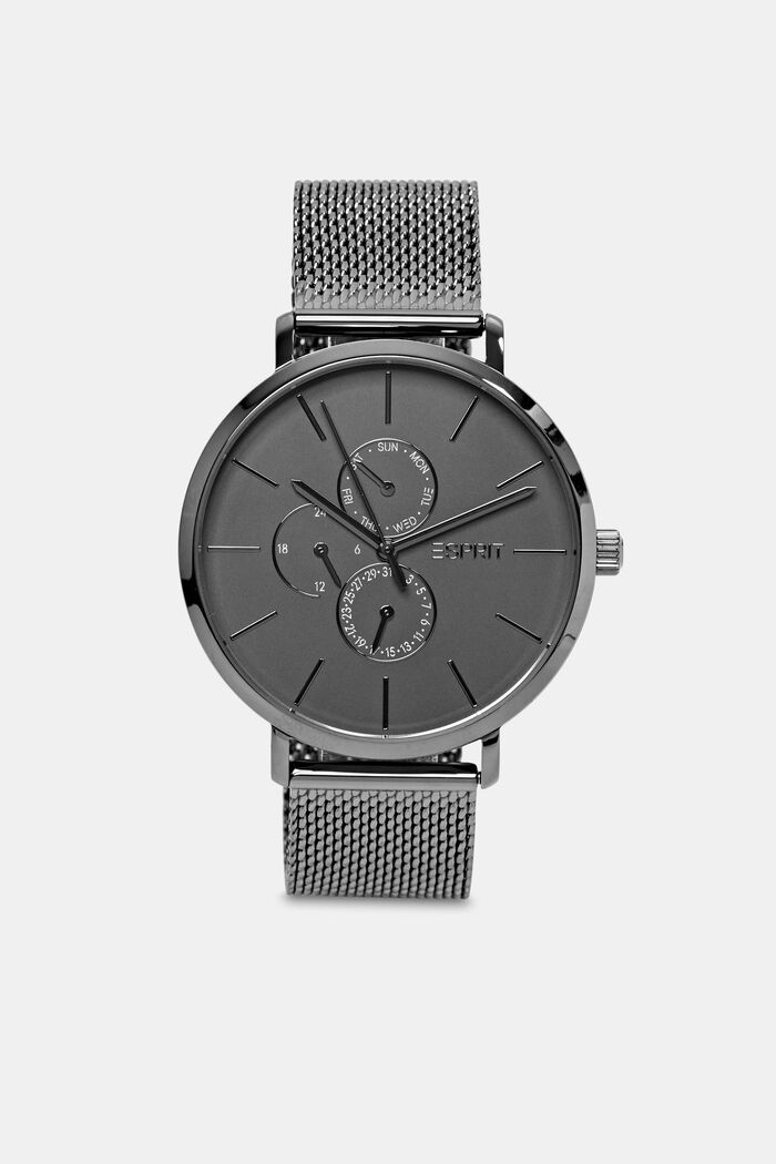 Reloj con correa de malla de acero inoxidable, GREY, detail image number 0