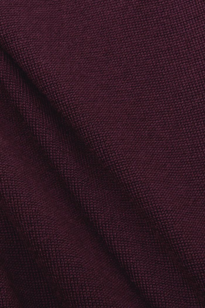 Jersey de lana con el cuello en pico, AUBERGINE, detail image number 6