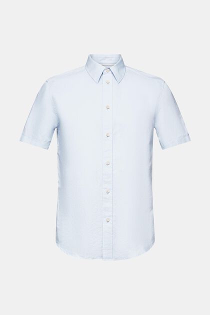 Camisa de manga corta en lino y algodón