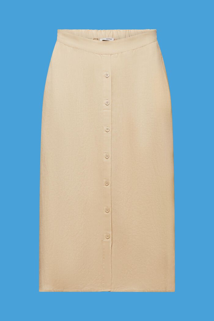 Falda midi en mezcla de lino y algodón, SAND, detail image number 7