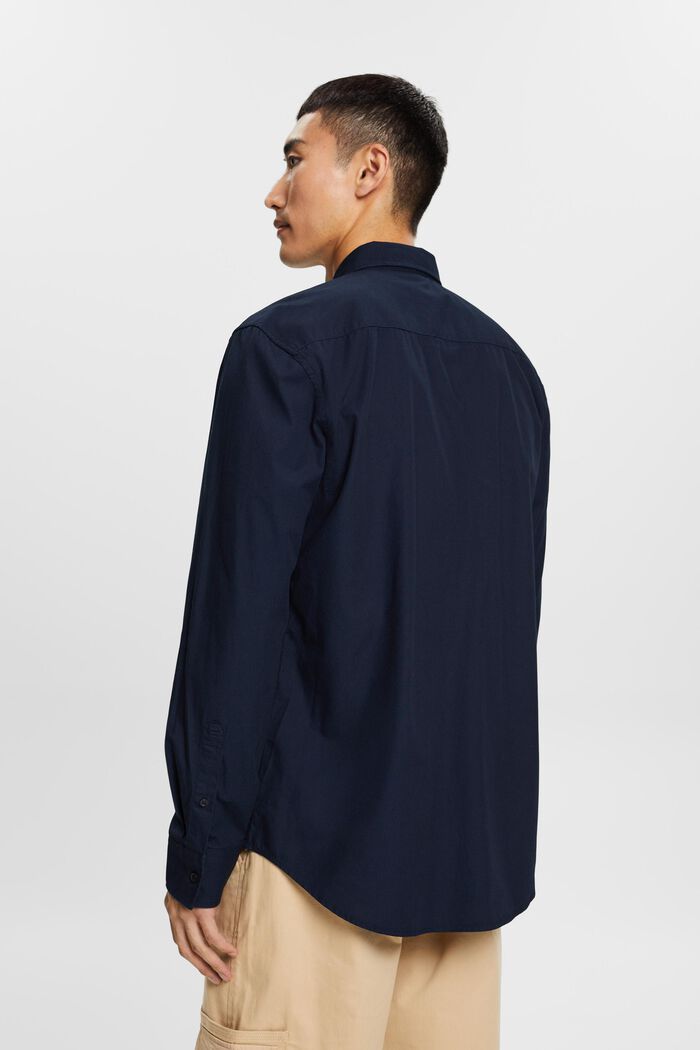 Camisa de cuello abotonado de popelina, 100 % algodón, NAVY, detail image number 3
