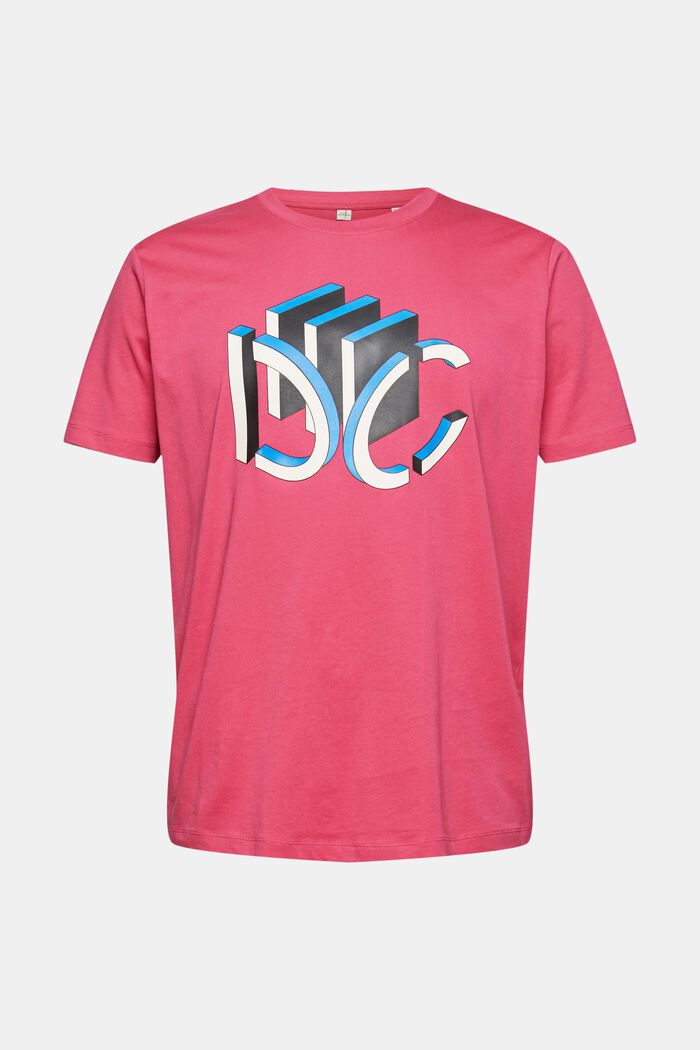 Camiseta de jersey con estampado geométrico 3D del logotipo, DARK PINK, detail image number 2