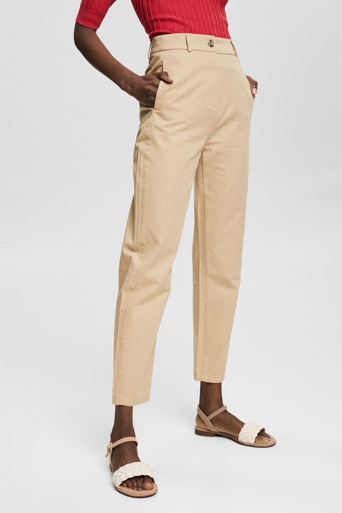Pantalones chinos con cintura alta, SAND, detail image number 0