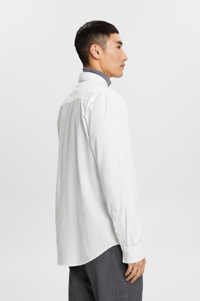 Camisa de cuello abotonado de popelina, 100 % algodón, WHITE, detail image number 3