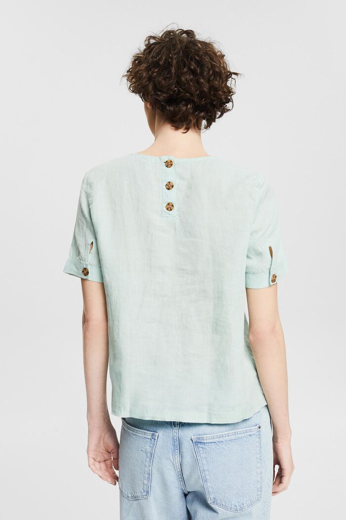 Blusa con detalle de botones, 100% lino, DUSTY GREEN, detail image number 3