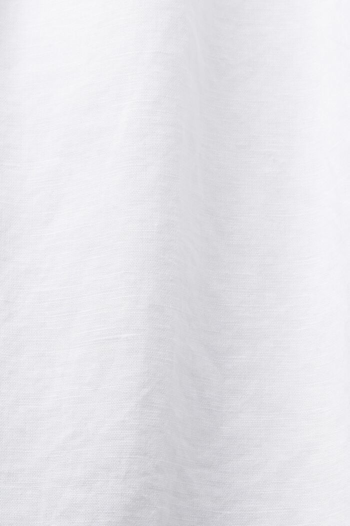 Blusa fruncida sin mangas en lino y algodón, WHITE, detail image number 4