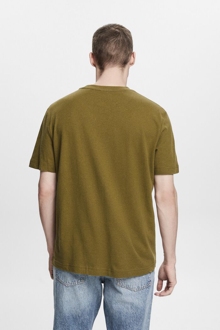 Camiseta de algodón y lino, OLIVE, detail image number 2