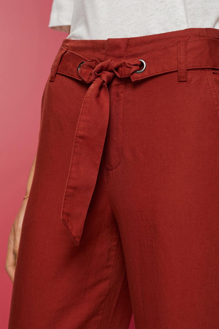 Culotte de lino y algodón con cinturón, TERRACOTTA, detail image number 2
