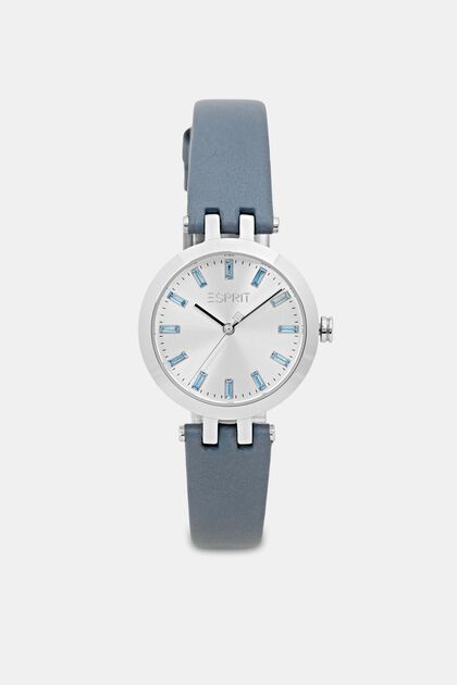 Reloj con pulsera de piel, BLUE, overview