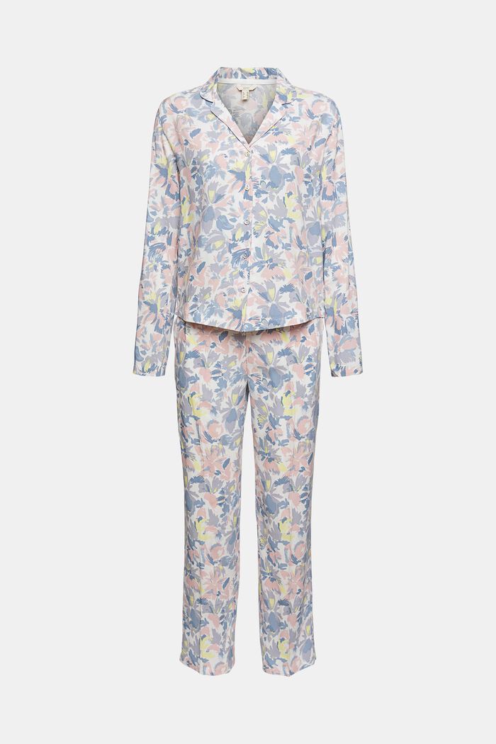 Pijama con estampado floral, LENZING™ ECOVERO™, OFF WHITE, overview