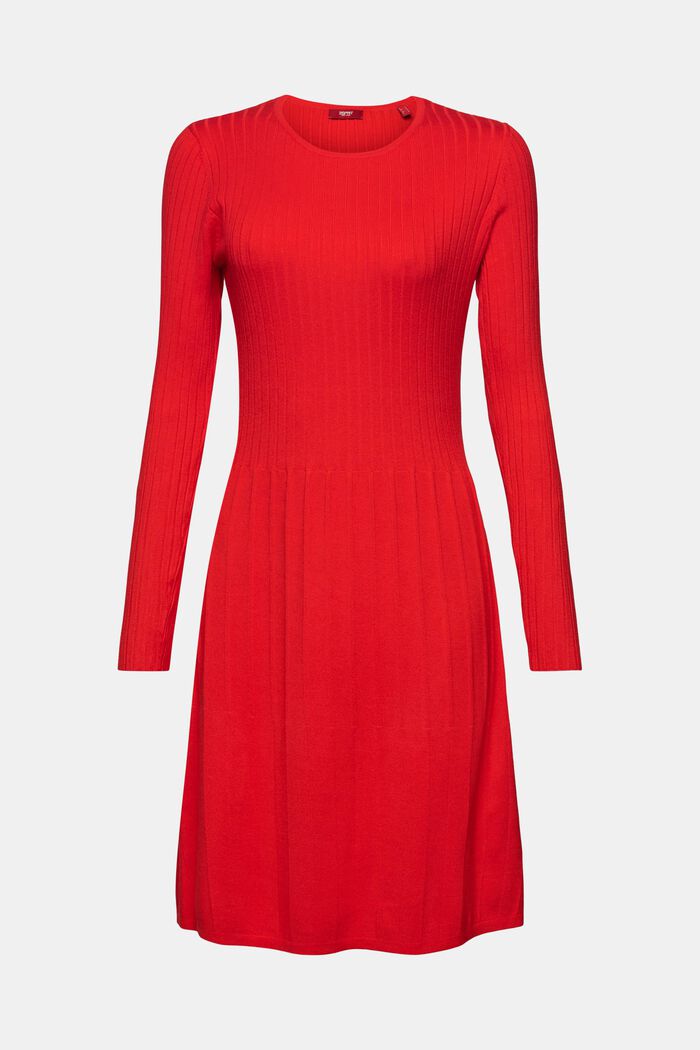 Vestido plisado en punto de canalé, RED, detail image number 7