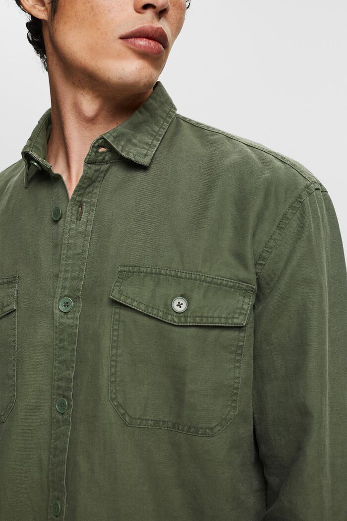 En mezcla de lino: camisa oversize, GREEN, detail image number 2