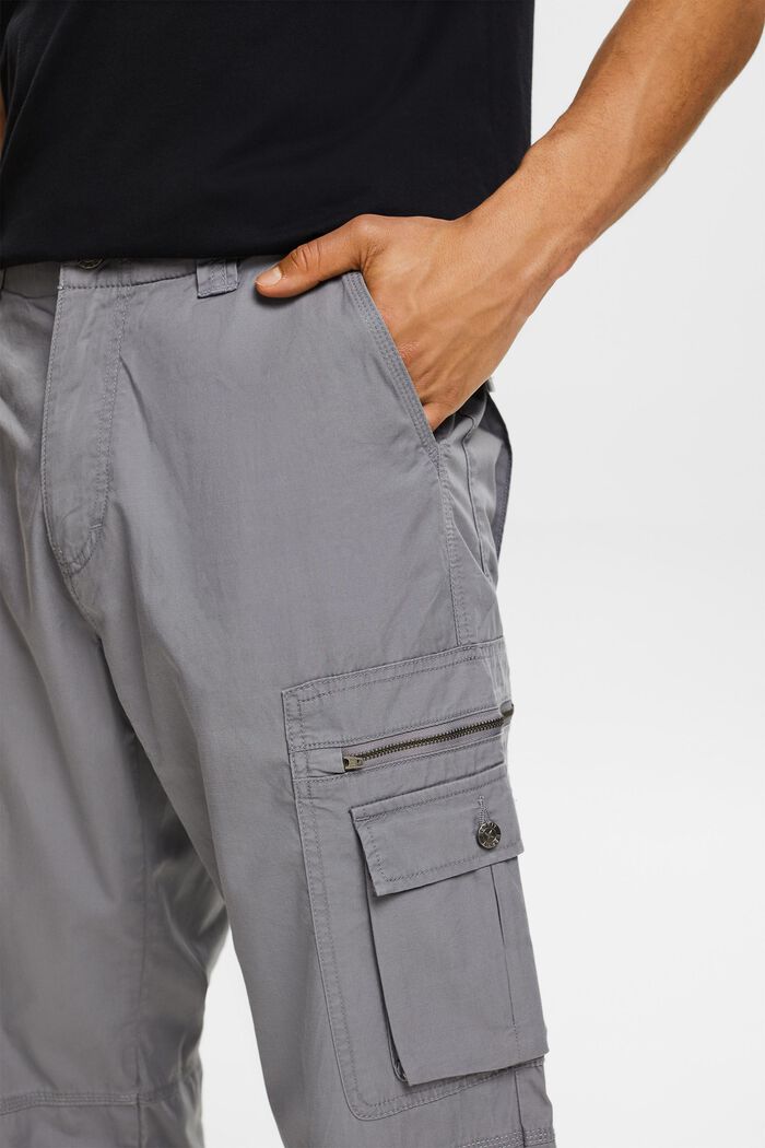 Pantalón cargo de sarga con corte Straight, MEDIUM GREY, detail image number 4
