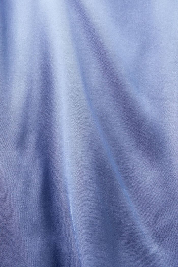 Blusa de satén con cuello en pico y frunces, BLUE LAVENDER, detail image number 5