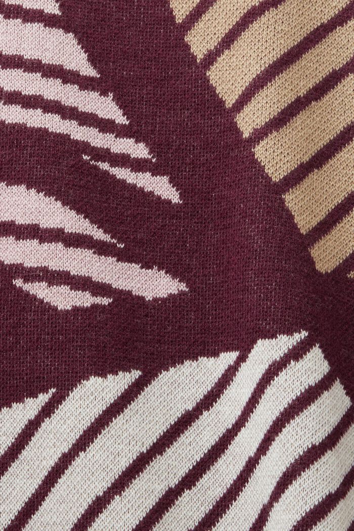 Jersey jacquard con manga corta, algodón ecológico, AUBERGINE, detail image number 5