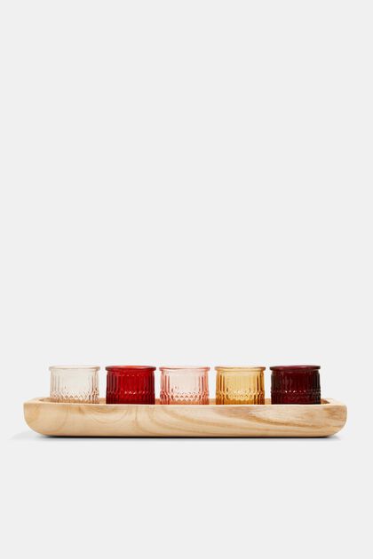 Bandeja de madera natural con velas, RED, overview