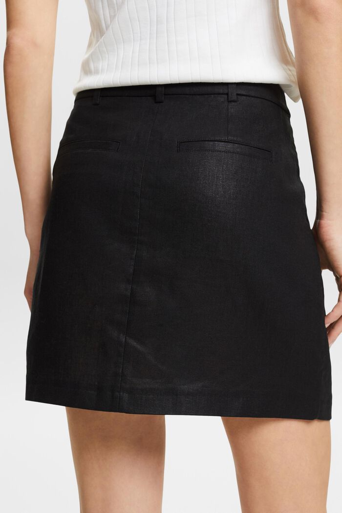 Minifalda metalizada de lino, BLACK, detail image number 3