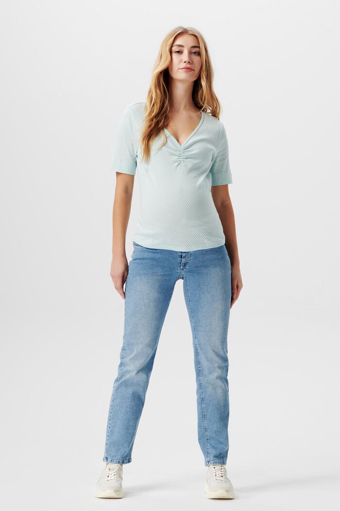 Camiseta de punto pointelle de algodón ecológico, PASTEL BLUE, detail image number 0